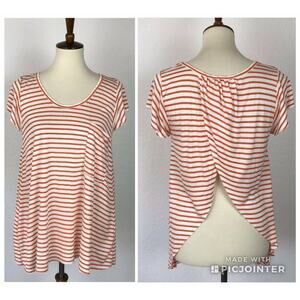 Audrey 3+1 T-Shirt Striped Draped Back Casual Classic Nautical Coastal Chic